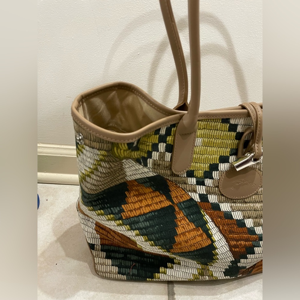Longchamp Roseau Paniers D'art Shoulder Bag in Lime/Sienna/Multi - Picture 4 of 13